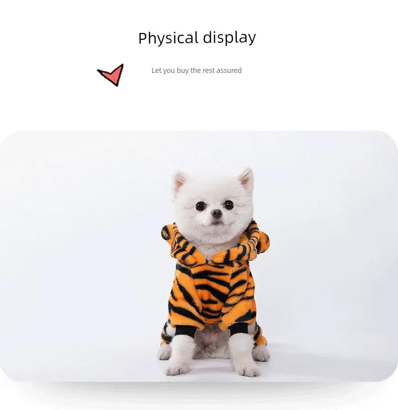 Cat Clothes Tiger Outfit Thermal Cotton-Padded Clothes Kitten Blue Cat British Shorthair Muppet Autumn and Winter Pet Dog Four-Legged Clothes Nova Trendz