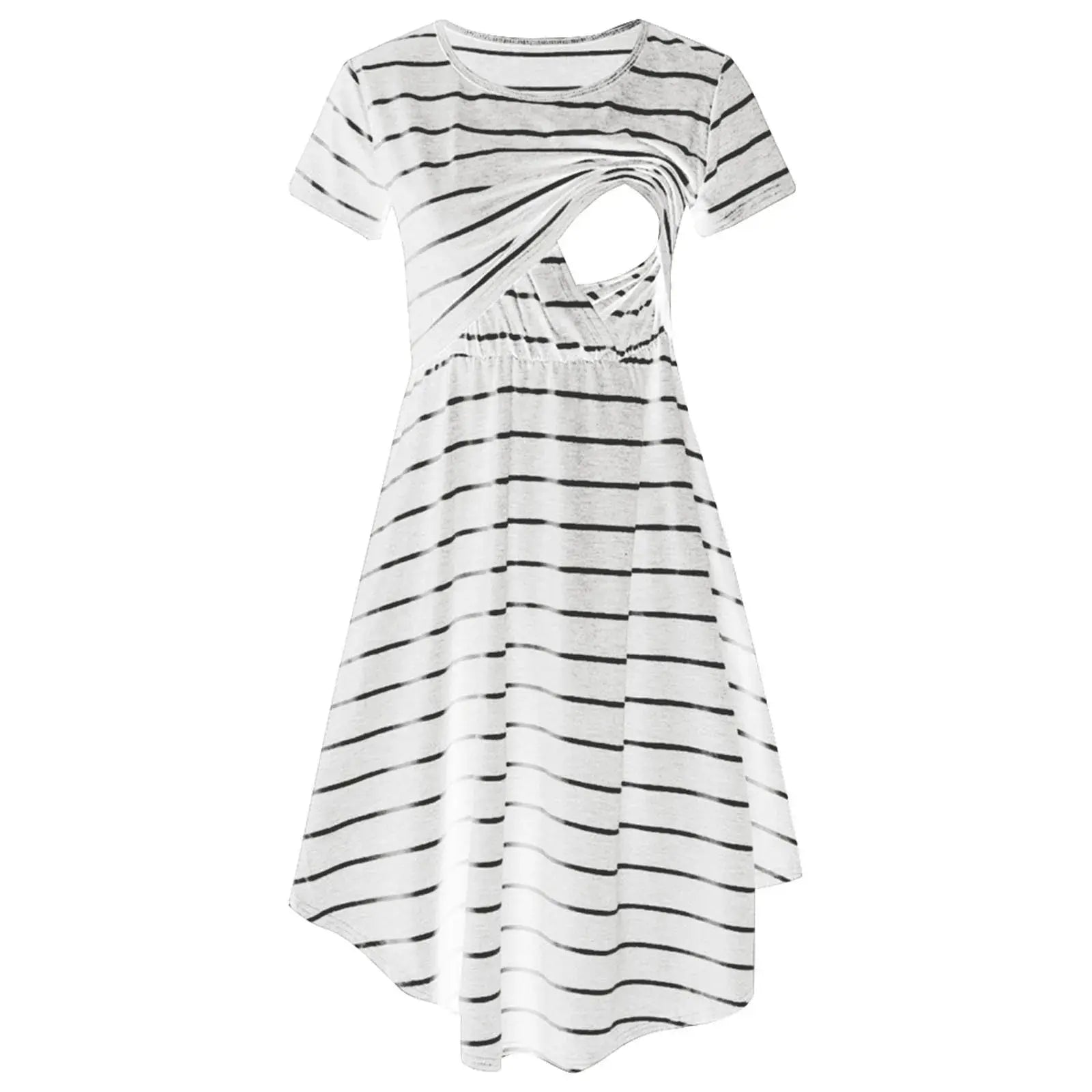 Summer Maternity Care Striped Dresses Women Maternity Casual Striped Short Sleeve Nursing Dress Clothes For Pregnant Women Nova Trendz