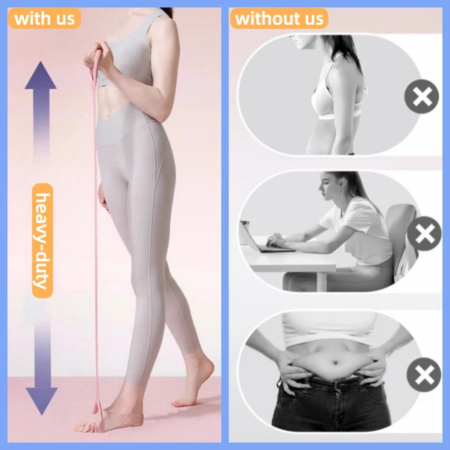8-Shape Elastic Yoga Stretch Band, Figure 8 Fitness Resistance Band Shoulder Back Arm Exercise Rope Training Equipment for Women Nova Trendz