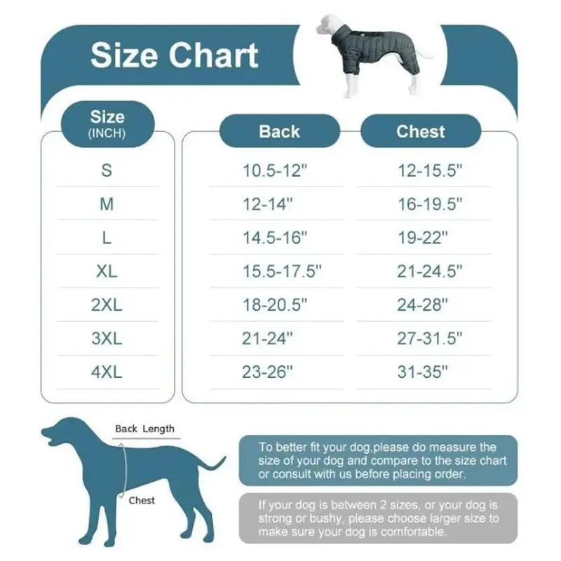 Dog Thicken Cotton-padded Coat Pet Warm Down Jacket Windproof 4 Legs Pet Outfit Winter Greyhound Husky Corgi Chihuahua Clothes - Nova Trendz