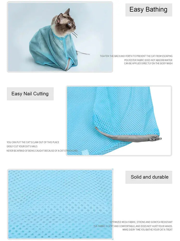 Cat Bathing Bag,Breathable Mesh Anti Scratch Cat Groom Bath Bag Adjustable Cat Grooming bag For Bathing Nail Trimming Nova Trendz