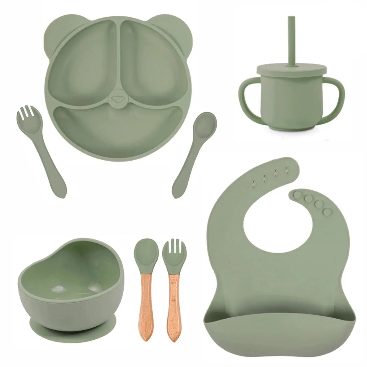 Customized Baby Silicone Feeding Set with Suction Cup Personalized Name Dish Divided Plate Bowl Spoon Cute Kid Eating Tableware Nova Trendz