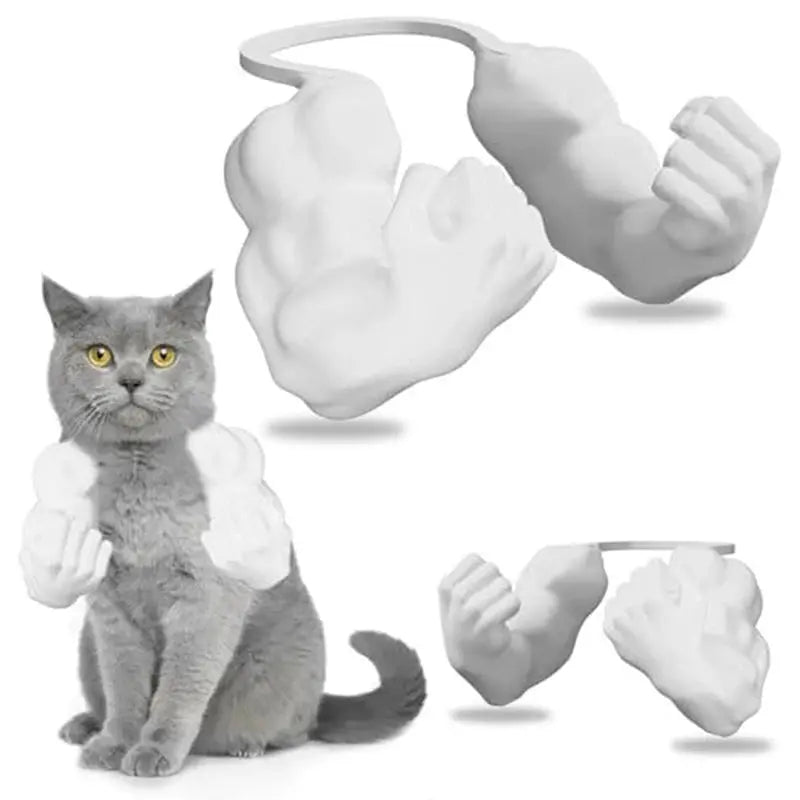 Funny Cat Muscle Arm Clothing Decoration Props 3D Printed Pet Interactive Neck Hanging Toy Role-playing Accessories Birthday Toy Nova Trendz