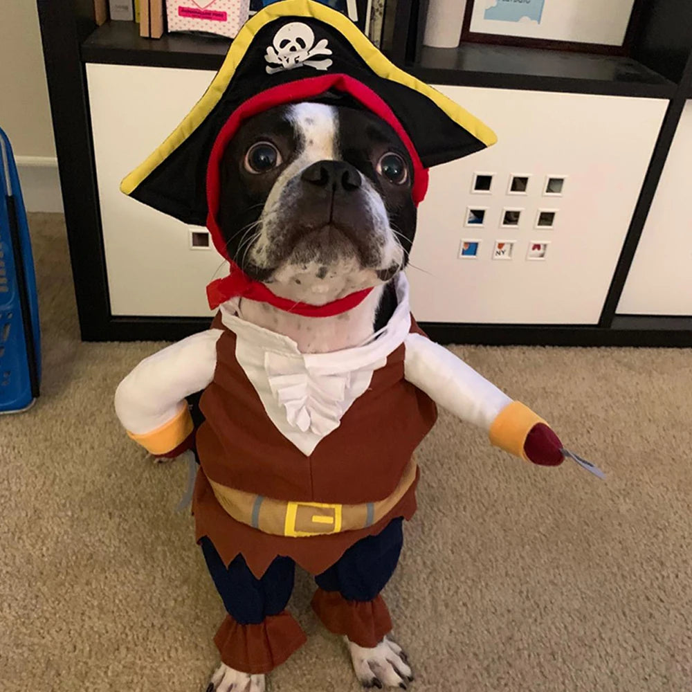 Halloween Funny Pirate Cat Dog Costume For Small Medium Dogs Cats Puppy Kitten Cosplay Creative Novelty Dress Up Party Clothes