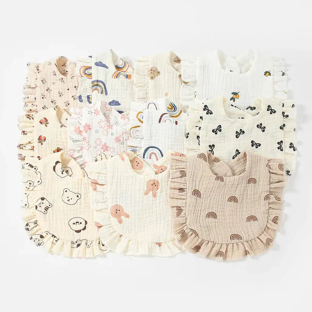 2025 New Baby Feeding Drool Bib Ruffle Floral Infants Lace Saliva Towel Soft Cotton Burp Cloth For Newborn Toddler Kids Bibs Nova Trendz