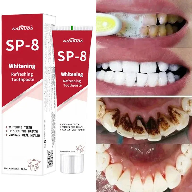 SP-8 Probiotic Toothpaste for Oral Care Whiten Clean Removes Stains Fresh Breath Formula with Lactobacillus & Sodium Saccharin Nova Trendz