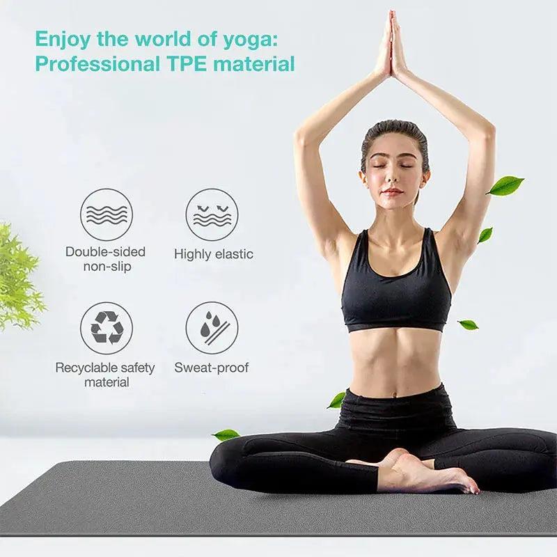 Yoga Mat,Double-Sided Non Slip Eco Friendly Fitness Exercise Mat with Strap TPE YogaMats for Women Men,for Yoga,Pilates,Exercise Nova Trendz