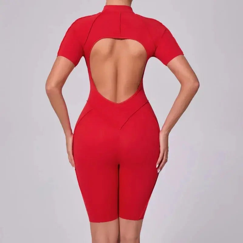 New Seamless Yoga Jumpsuits Sports Fitness Hip-lifting Backless Skinny Zipper One-Piece Workout Clothing Gym Bodysuit for Women - Nova Trendz