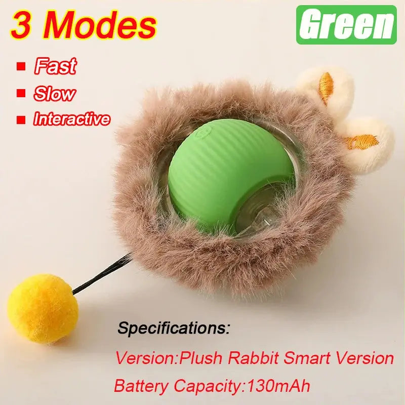New Cat Interactive Ball Toy Automatic Rolling Ball Faux Tail Rechargeable Smart Pet Electric Toy Dog Cat Training Imitate Mouse - Nova Trendz