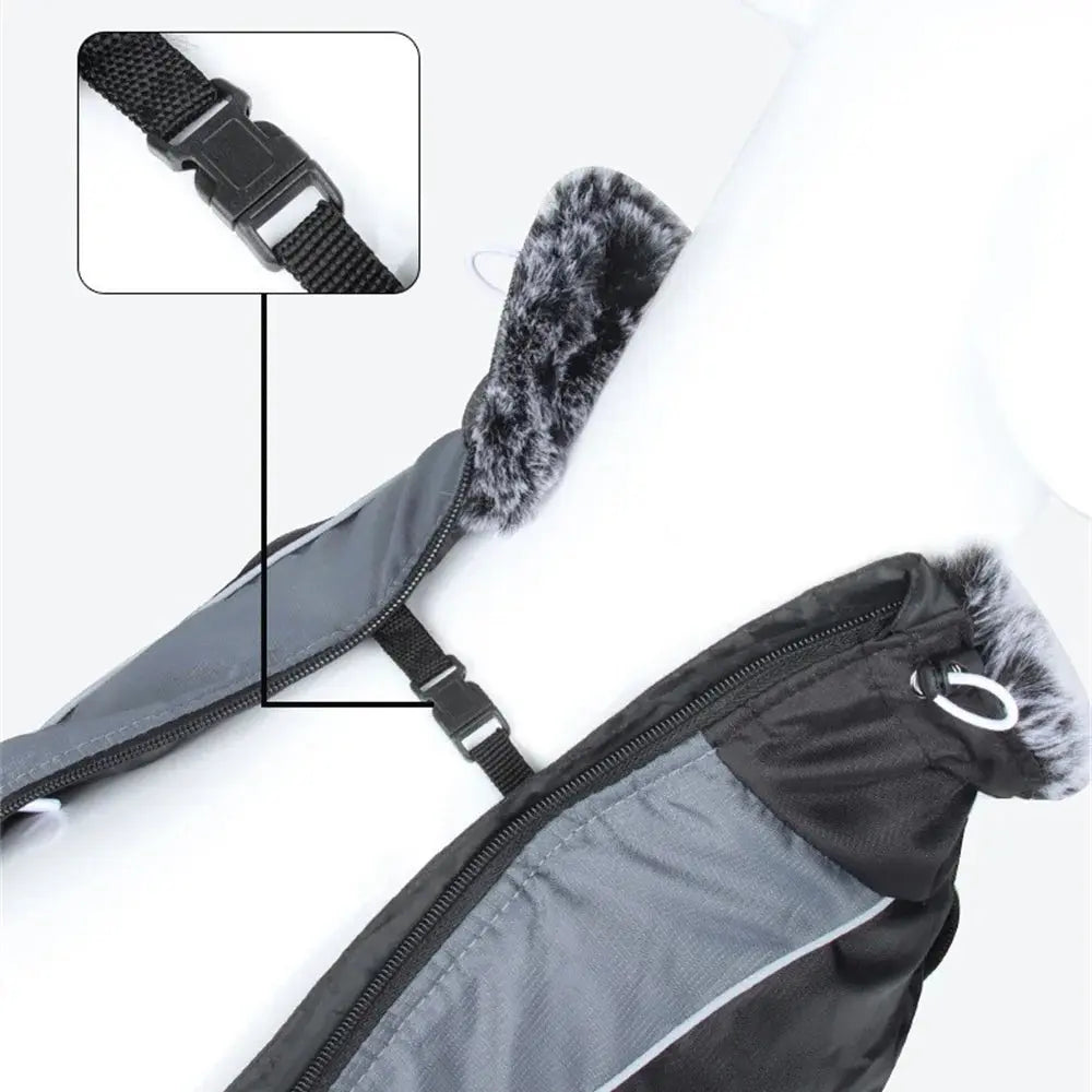 Thickened Big Dog Coat Jacket with Fur Collar Winter Warm Pet Clothes for Medium Large Dogs Greyhound Doberman mascotas Outfits - Nova Trendz