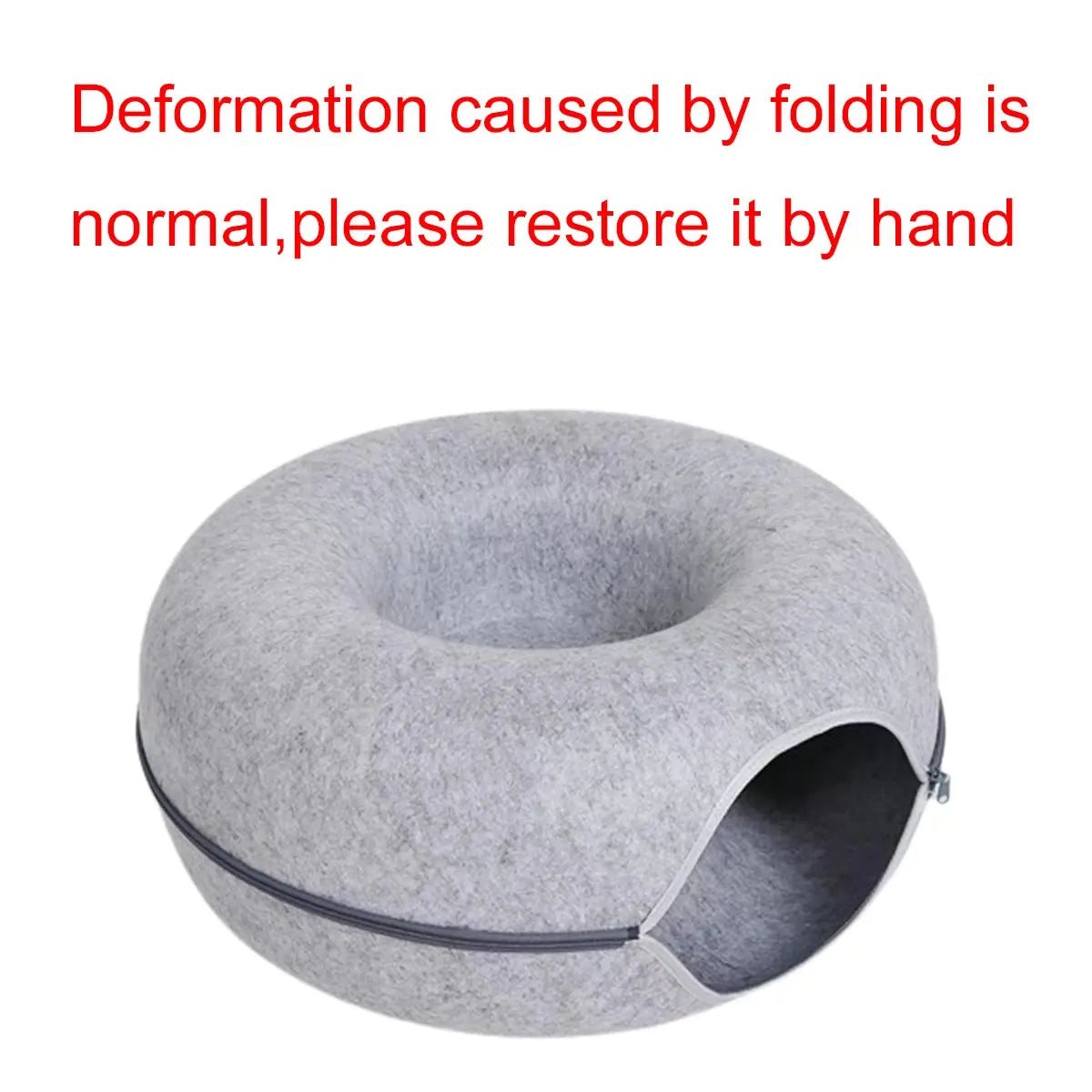 Felt Donut Bed for Cats House With Breather Hole Dog Bed Interactive Play Toys for Cats to Hide 2 in 1 Tunnel for Cats Bed - Nova Trendz