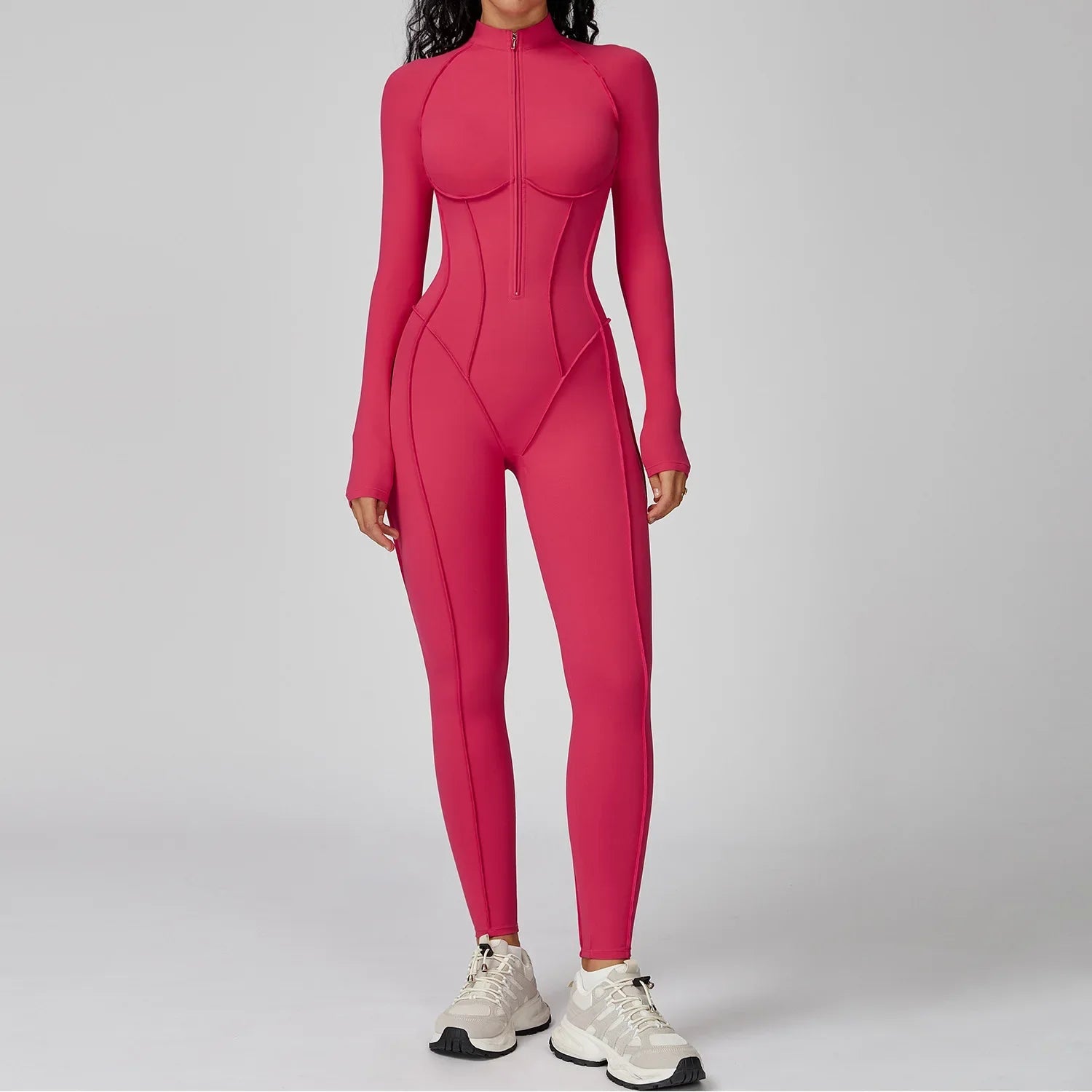 Yoga Bodysuit Long Sleeved Women's Tracksuits Gym Zipper Jumpsuits Sports Workout High-intensity Fitness One-piece Tights Suit Nova Trendz