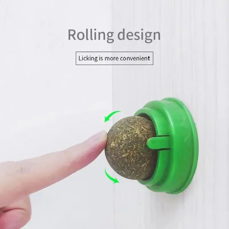Natural Catnip Cat Wall Stick-on Ball Toy Scratchers Treats Healthy Natural Removes Balls to Promote Digestion Cat Grass Snack - Nova Trendz