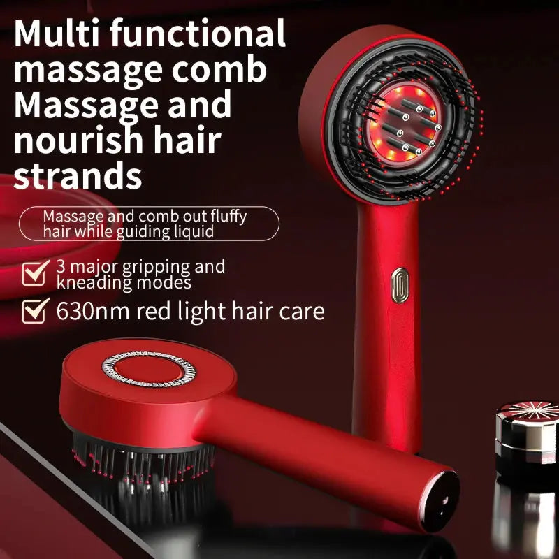 3 Modes Electric Vibration Massage Comb Red Light Therapy Hair Growth Massage Scalp Brush Oil Liquid Applicator Head Massager - Nova Trendz