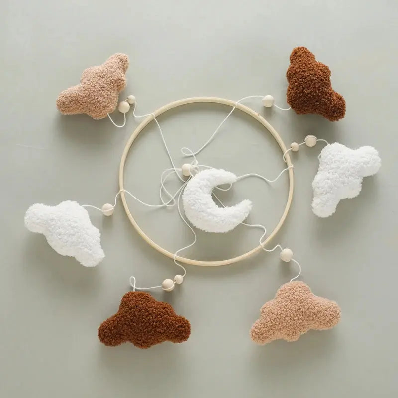 Baby Bed Bell Rattle Toy Lambhair Mobile Hanging Toy 0-12 Months Newborn Crib Mobile Cartoon Cloud Pendant Toy Carousel For Cots - Nova Trendz