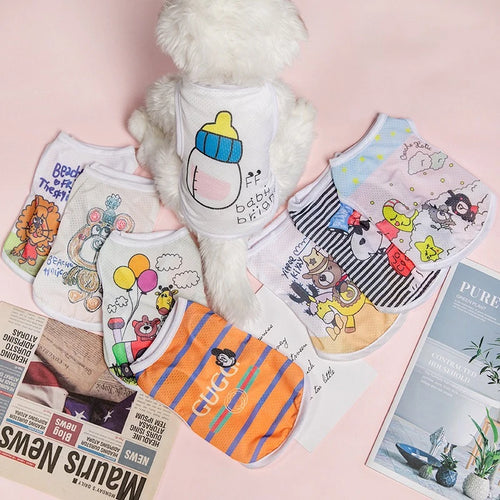 1 PC Lightweight Summer Vest for Pets Chihauhua XS-XXL Big Dogs Clothing Ice Felt Overall Cartoon No Fading Pet Cat Overalls