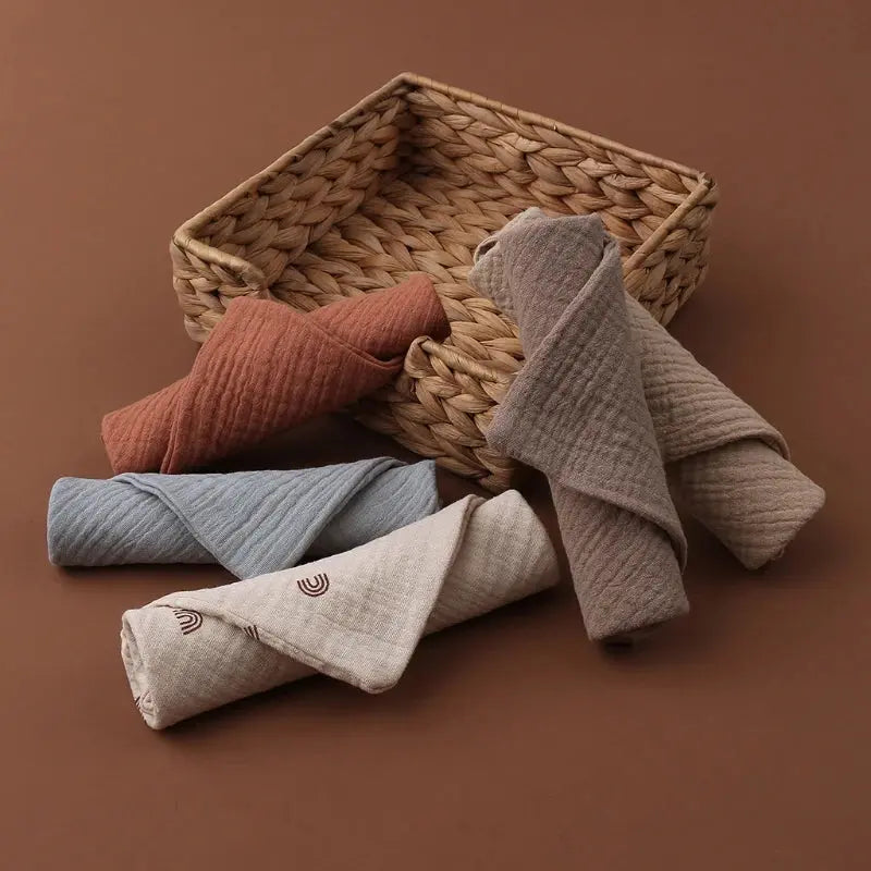 5PC Baby Towel New Born Items Stuff Muslin Squares Infant Newborn Hand Bath Shower Face Towels Soft Cotton Gauze Baby Washcloth Nova Trendz