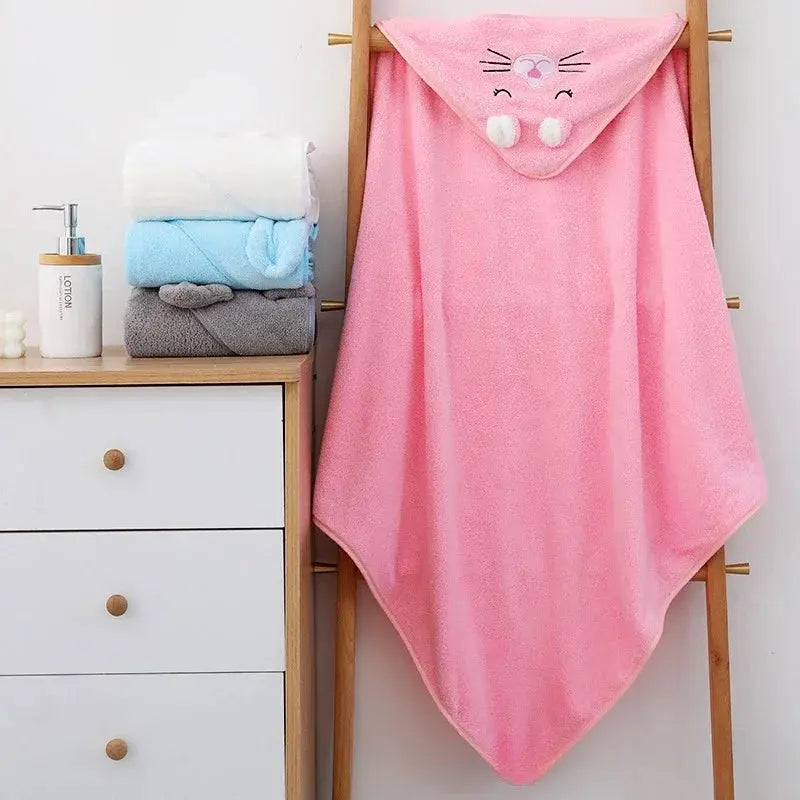 Hooded Coral Velvet Baby Bath Towel Cartoon Baby Elephant Wrap Blanket Super Absorbent Warm Bathrobe Newborn Baby Bath Towel Nova Trendz