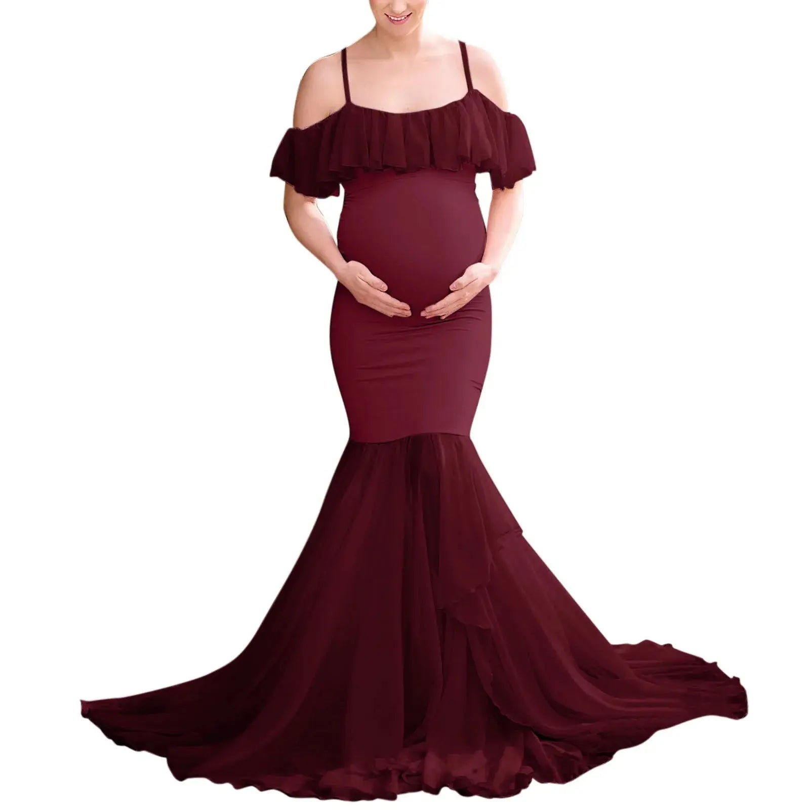 Maternity Dresses For Photo Shoot Pregnant Dress Lace Props Short Sleeve Solid Aline Dress Ropa De Maternidad Embarazo Juvenil Nova Trendz