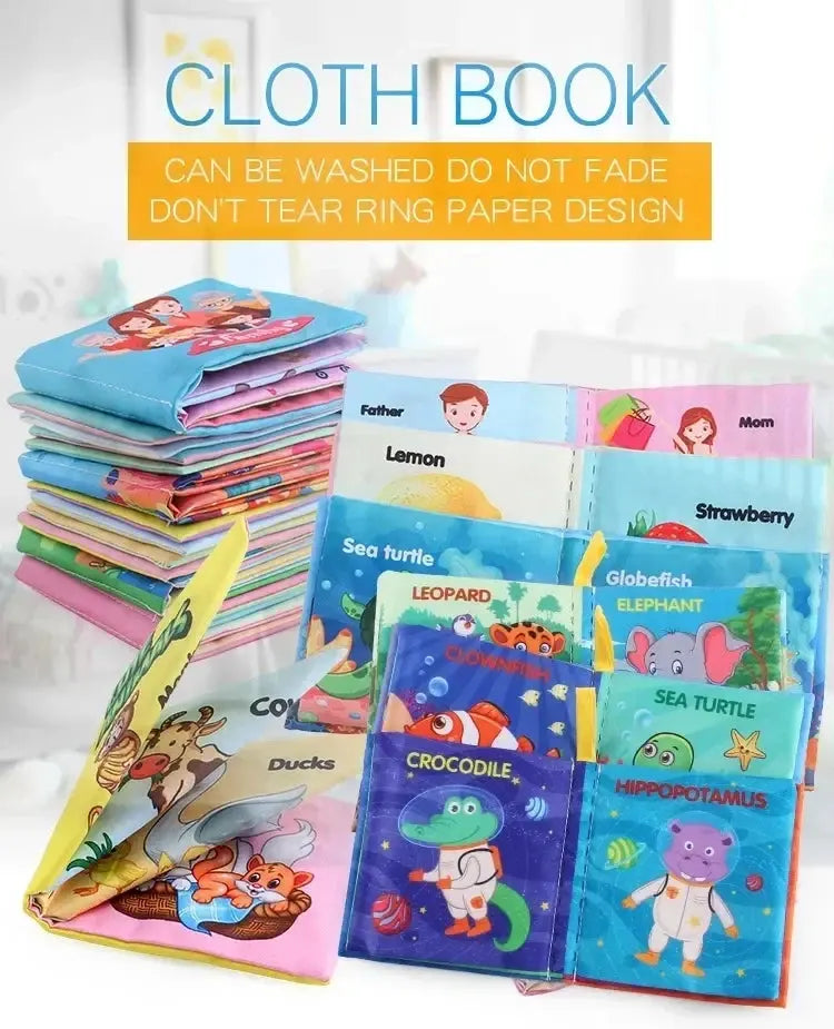 Baby Cloth Books Enlightenment Early Educational Toys Kids Fruits Animal Numbers Food Cognitive Book for Toddlers 12-72 Month Nova Trendz