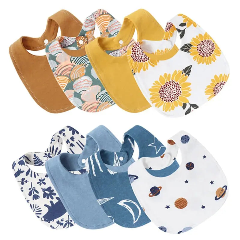 4pcs/lot Baby Bibs Set Flower Animal Printed Burp Cloths Cotton Infant Feeding Swallow Towel Boys Girls Care Items Universal Nova Trendz