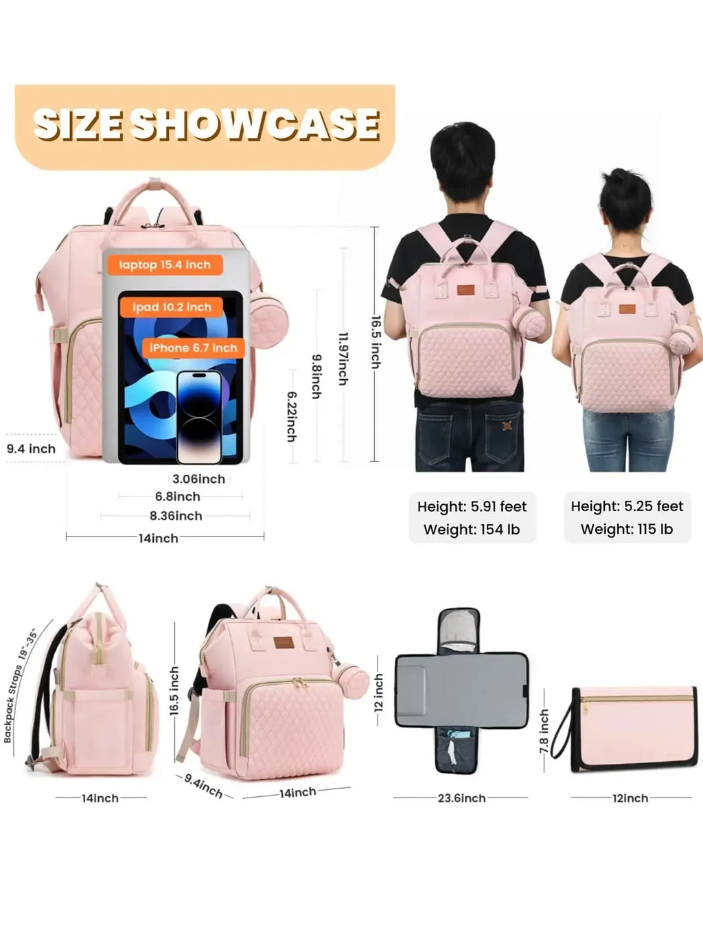 Diaper Bag Backpack With Changing Pad Pacifier Case, Baby Bag for Boy Girl Toddler Waterproof Travel Diaper Bag for Mom Nova Trendz
