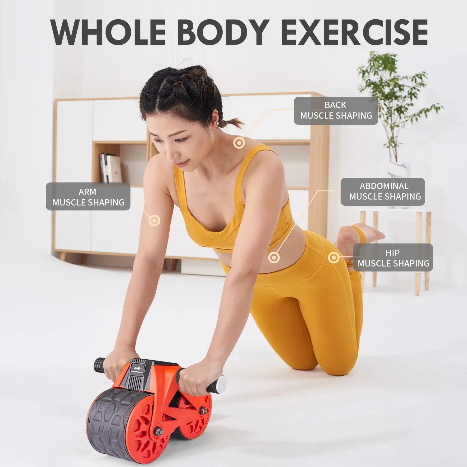 leikefitness Ab Wheel Roller Automatic Rebound with Knee Pad Mat,Core Muscle Ab Trainer with Intelligent Display, Ab Workout Equ Nova Trendz