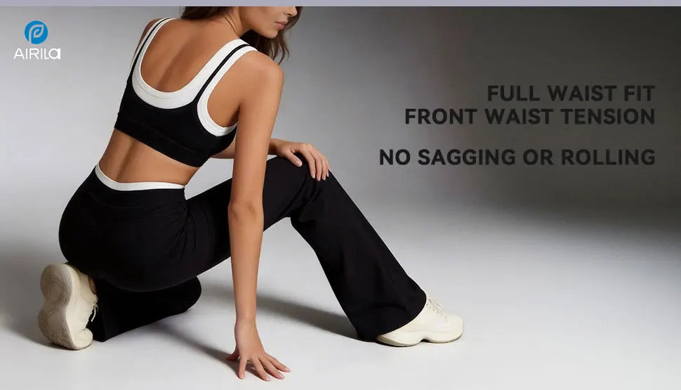 Airila Women's Yoga Set 2 Pcs Sportswear Color Blocked Tracksuit High Waist Flare Crop Top Athletic Gym & Daily Fitness Nova Trendz