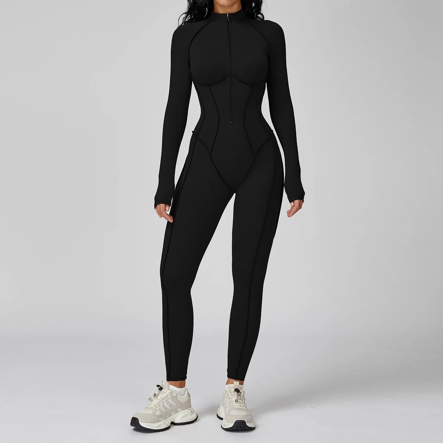 Yoga Bodysuit Long Sleeved Women's Tracksuits Gym Zipper Jumpsuits Sports Workout High-intensity Fitness One-piece Tights Suit Nova Trendz