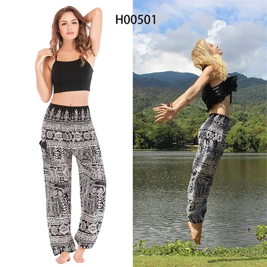 Yoga Pants Women Hippie Harem Printed Leggings Boho High Waisted Pantalone De Mujer Cintura Alta Calca Feminina Beach - Nova Trendz