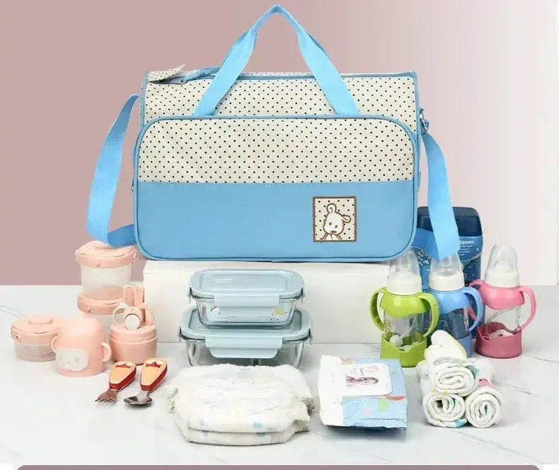 5pcs/set Large Capacity Baby Bag for Mom Travel Stroller Organizer Baby Diaper Bag Mummy Maternity Newborn Accessories Bag Nova Trendz