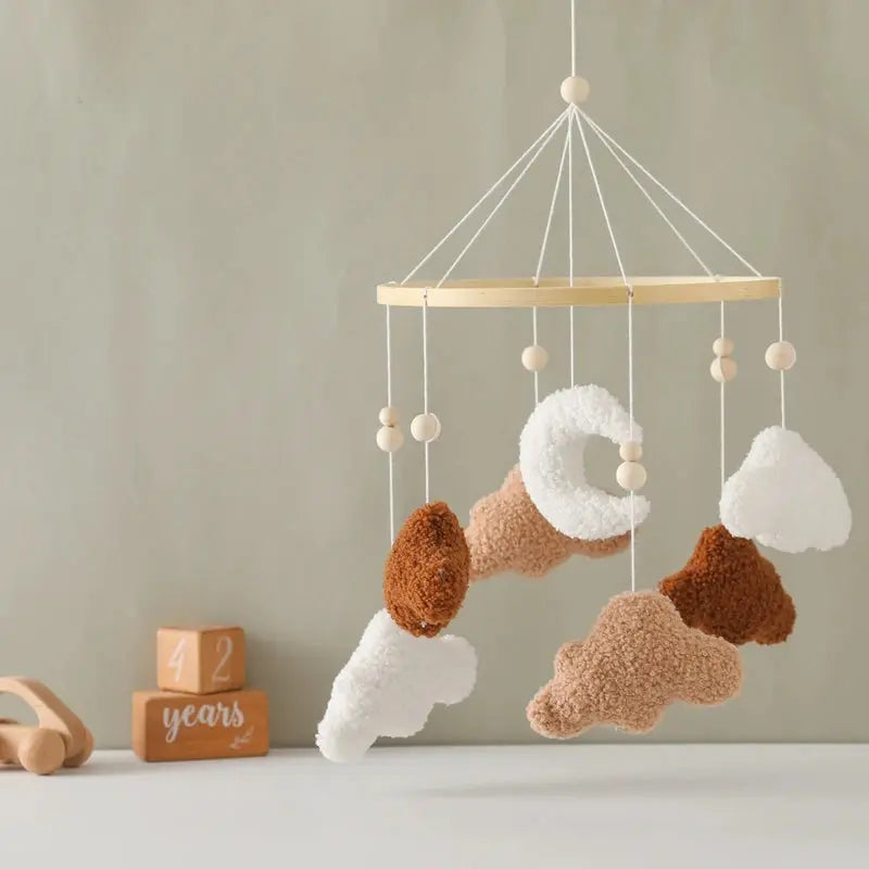 Baby Bed Bell Rattle Toy Lambhair Mobile Hanging Toy 0-12 Months Newborn Crib Mobile Cartoon Cloud Pendant Toy Carousel For Cots - Nova Trendz