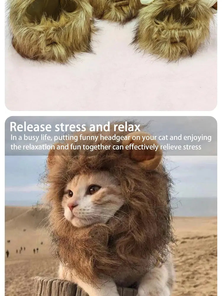 Pet Hairpiece - Humorous Lion Mane Headgear for Dogs and Cats, Adjustable Costume Accessories for Fun Dress-up and Play - Nova Trendz