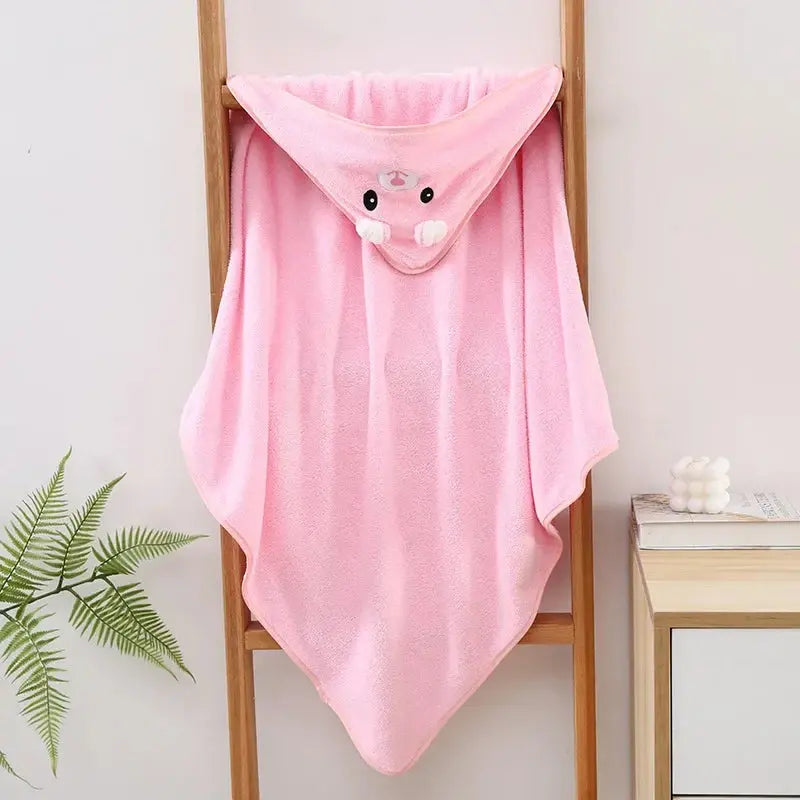 Hooded Coral Velvet Baby Bath Towel Cartoon Baby Elephant Wrap Blanket Super Absorbent Warm Bathrobe Newborn Baby Bath Towel Nova Trendz