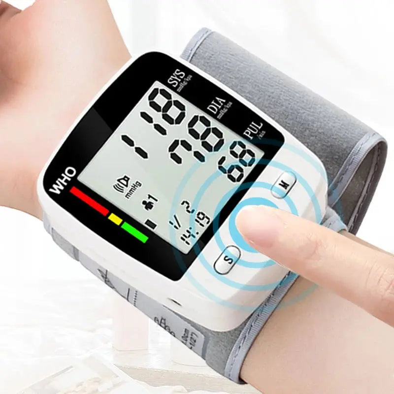 Digital Blood Pressure Monitor Wrist Tensiometer Electronic Sphygmomanometer  Tonometer with LCD, 2 X 90 Memory Rechargeable Nova Trendz