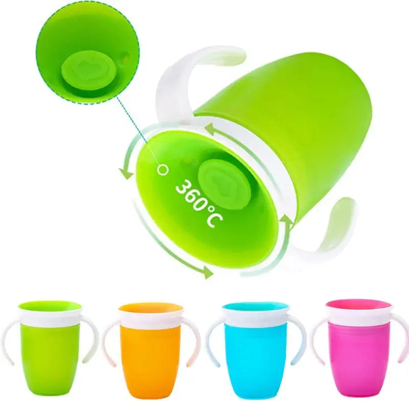 360 Degrees Can Be Rotated Baby Learning Drinking Cup with Double Handle Flip Lid Leakproof Silicone Infants Water Cups Bottle Nova Trendz