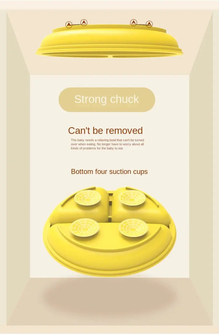 Baby Safe Silicone Dining Plate Suction Cartoon Children Dishes Feeding Toddler Training Tableware Retro Kids Smile Face Bowl Nova Trendz