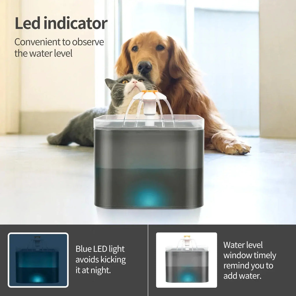 Ultra Silent Pet Fountain 67oz/2L with LED Lighting Activated Carbon Filter Water Dispenser Mute Drinker for Cats Small Dogs Nova Trendz