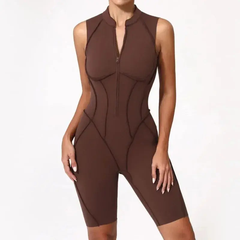New Seamless Yoga Jumpsuits Sports Fitness Hip-lifting Backless Skinny Zipper One-Piece Workout Clothing Gym Bodysuit for Women - Nova Trendz