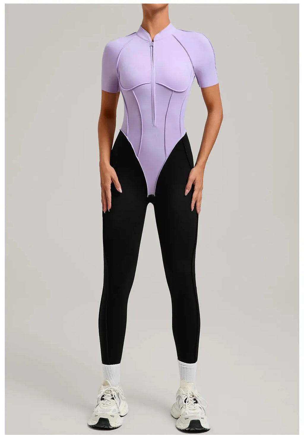 Yoga Bodysuit Short Sleeves Women's Tracksuits Gym Zipper Jumpsuits Sports Workout High-intensity Fitness One-piece Tights Suit - Nova Trendz