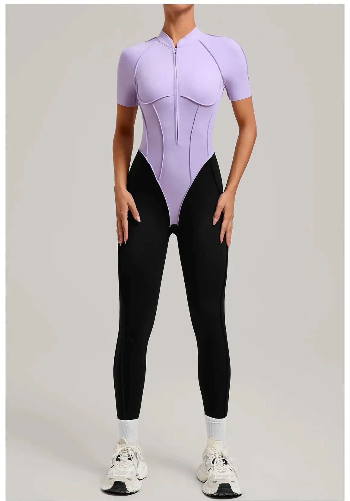 Yoga Bodysuit Short Sleeves Women's Tracksuits Gym Zipper Jumpsuits Sports Workout High-intensity Fitness One-piece Tights Suit - Nova Trendz