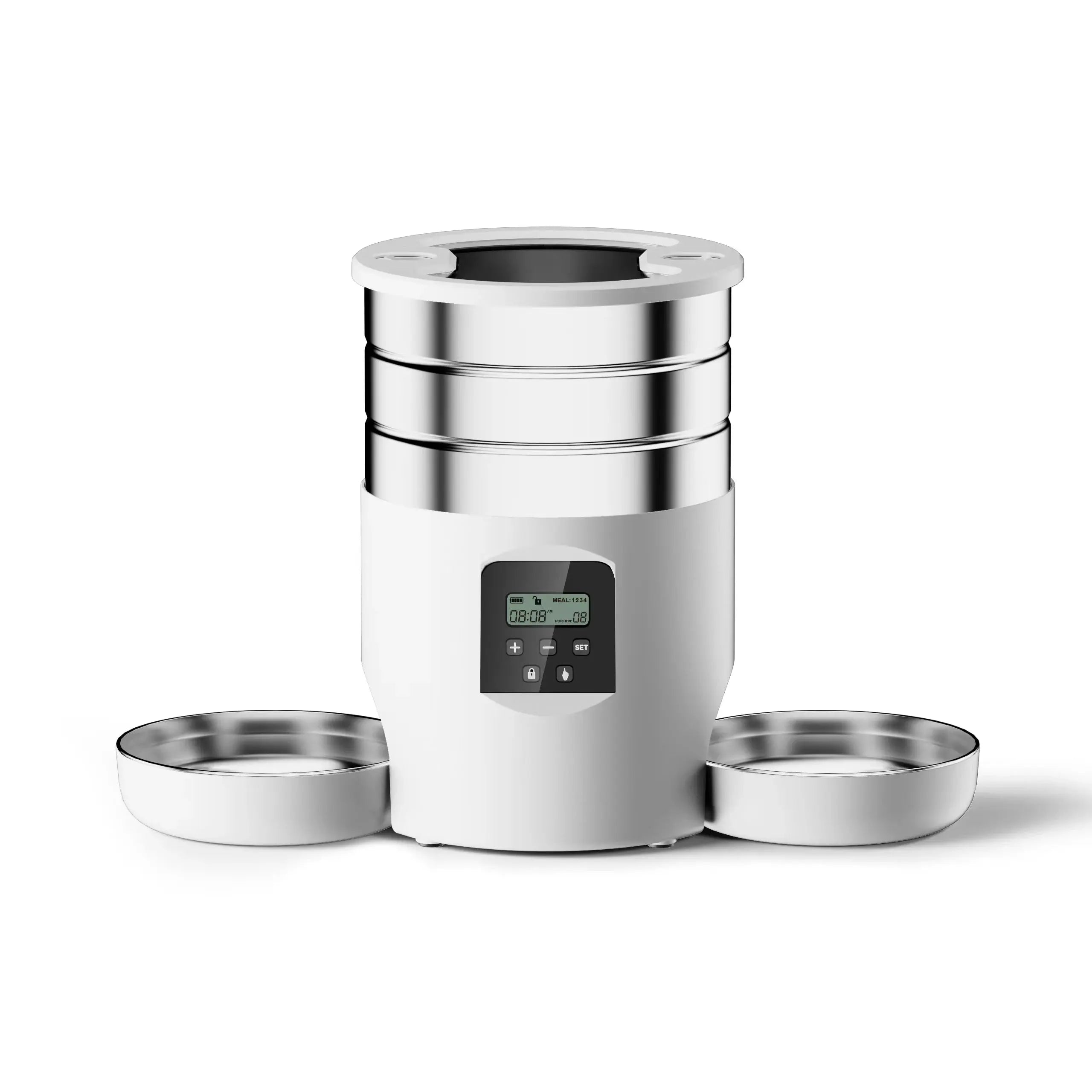 4.5L Button WiFi Automatic Cat Feeder Includes Two Stainless Steel Bowls Smart Pet Cat and Dogs Food Dispenser Feeder Pet Feeder - Nova Trendz