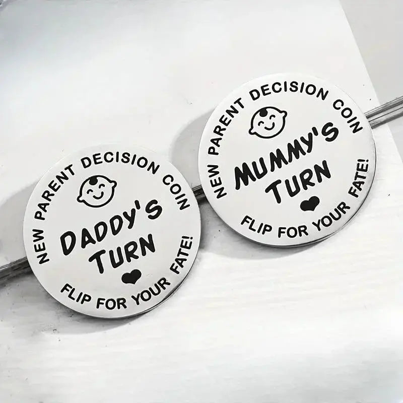 1pcs Funny Baby Gift New Parents Decision Coin Double Sided Pregnancy Gifts New Dad Mom Gifts for First Time to be Daddy Mummy Nova Trendz