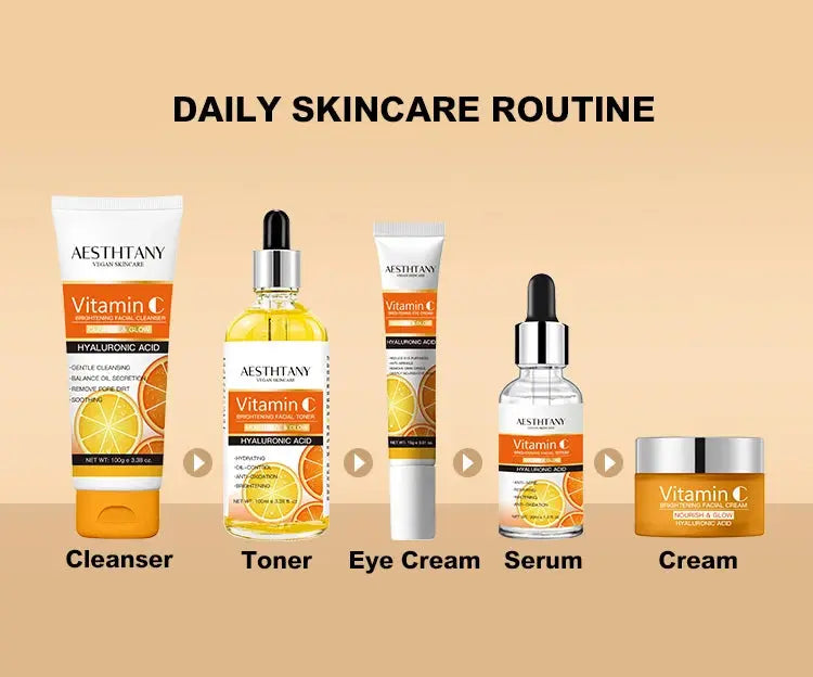 Natural Vitamin C Skin Care Set Moisturizing Hyaluronic Acid Skin Care Kit 5PCS Women Beauty Set Nova Trendz