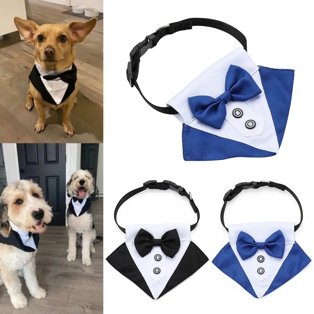 For Large and Medium Dogs Tuxedo Dog Suit and Bandana Set Dogs Tuxedo Suit Dog Prince Bow Tie Shirt Formal Dog Weeding Attire Nova Trendz