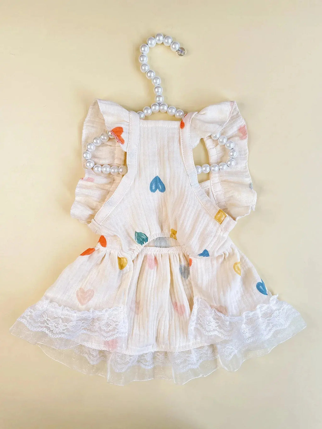 Pet Light Yellow Heart-shaped Little Fly Sleeve Dress Cat and Dog Four Season Vest Puppy Clothes Dog Dresses for Small Dogs - Nova Trendz