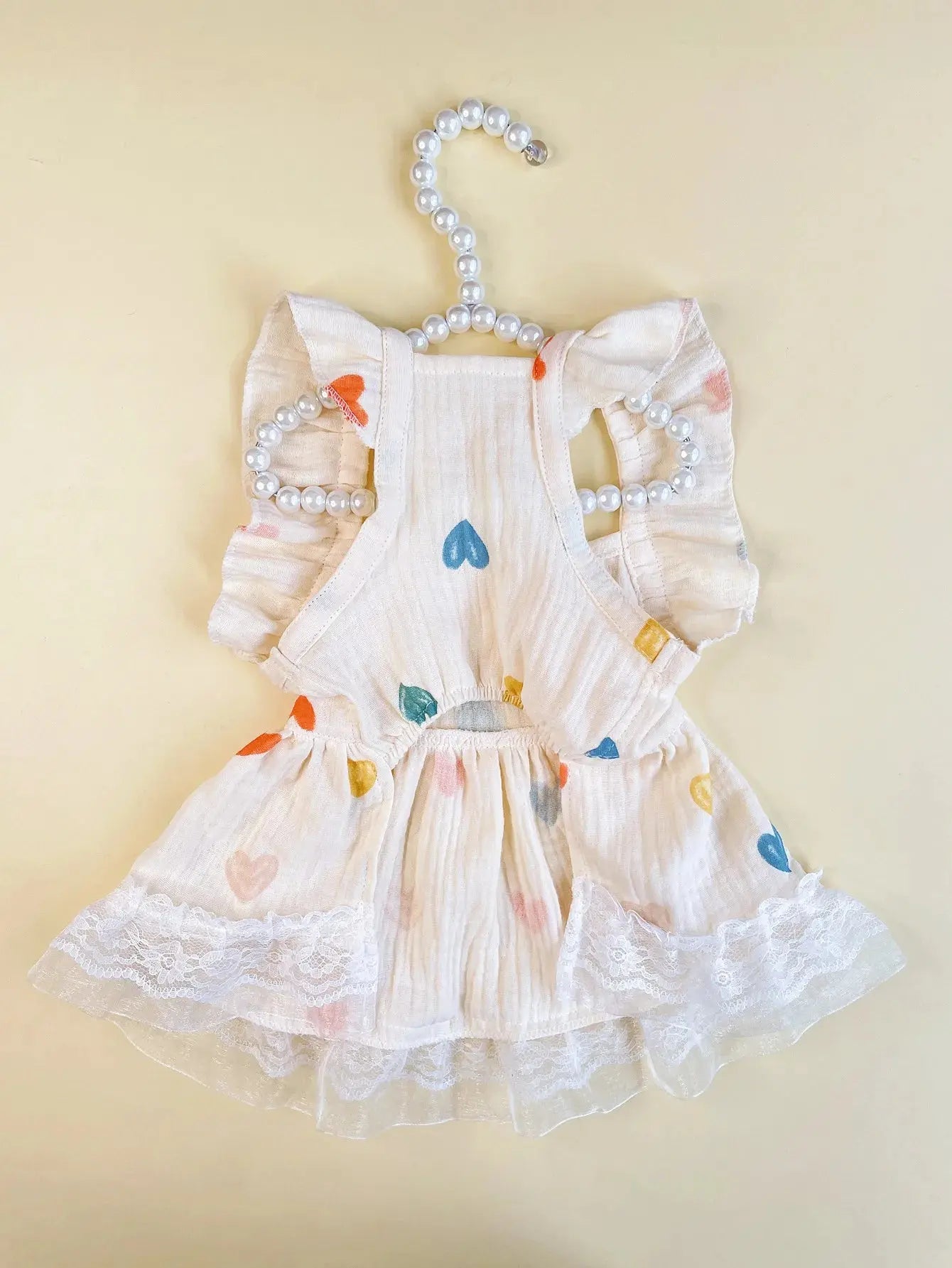 Pet Light Yellow Heart-shaped Little Fly Sleeve Dress Cat and Dog Four Season Vest Puppy Clothes Dog Dresses for Small Dogs - Nova Trendz