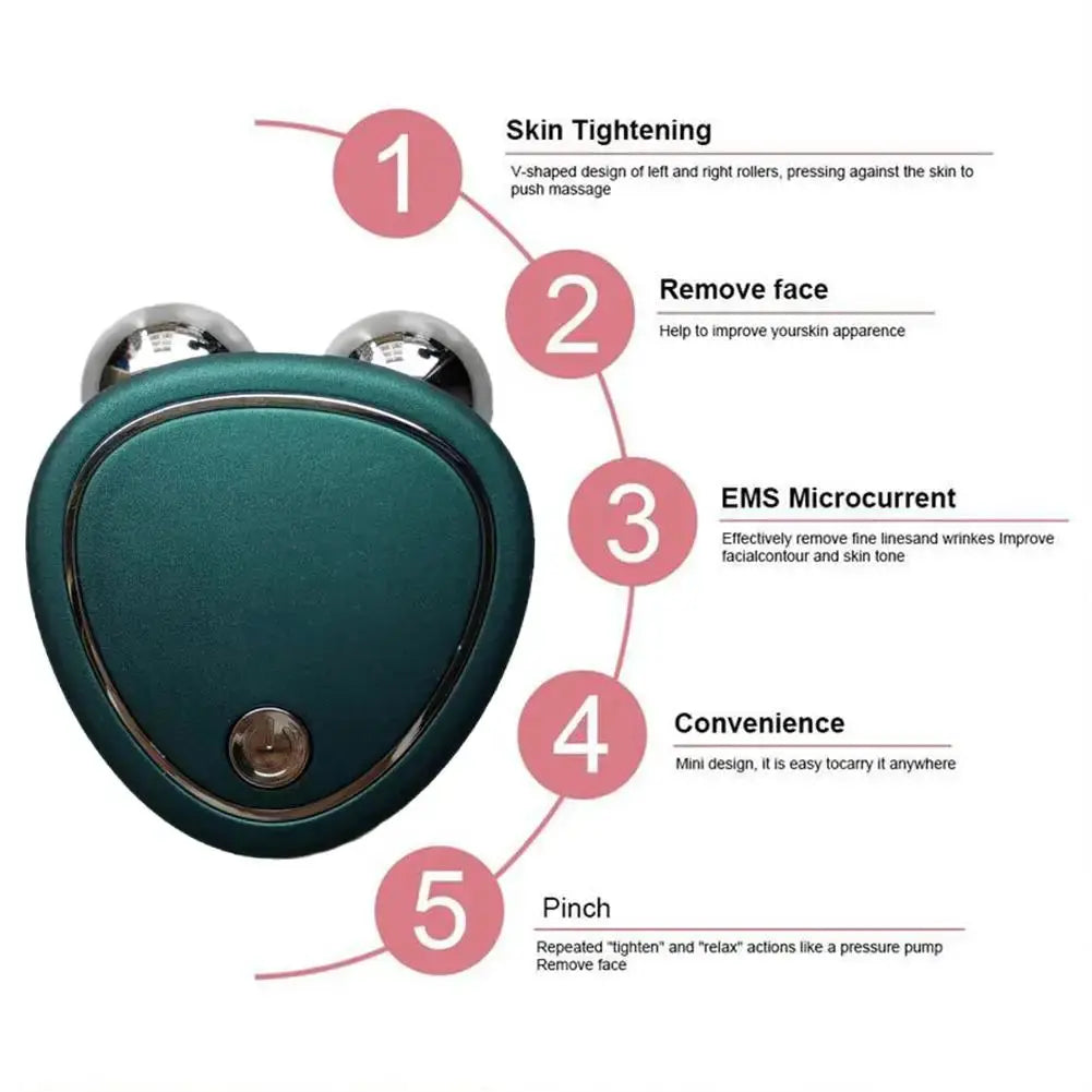 Green EMS Face Lift Massager Machine Roller Microcurrent Facial Device Beauty Instrument Rejuvenation Tighten Skin Face Tool Nova Trendz