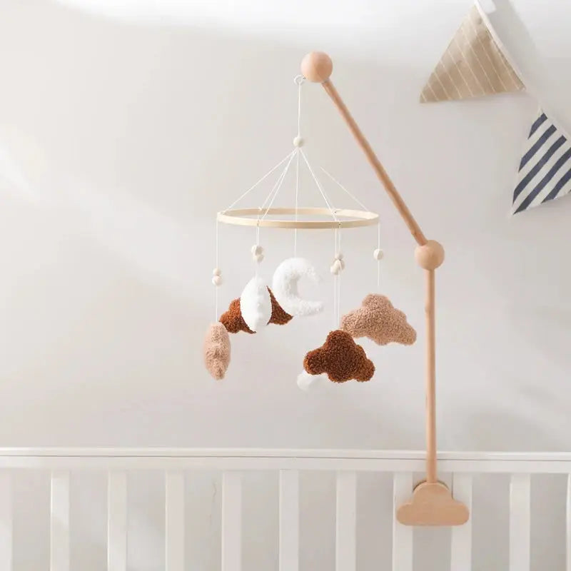 Baby Bed Bell Rattle Toy Lambhair Mobile Hanging Toy 0-12 Months Newborn Crib Mobile Cartoon Cloud Pendant Toy Carousel For Cots - Nova Trendz