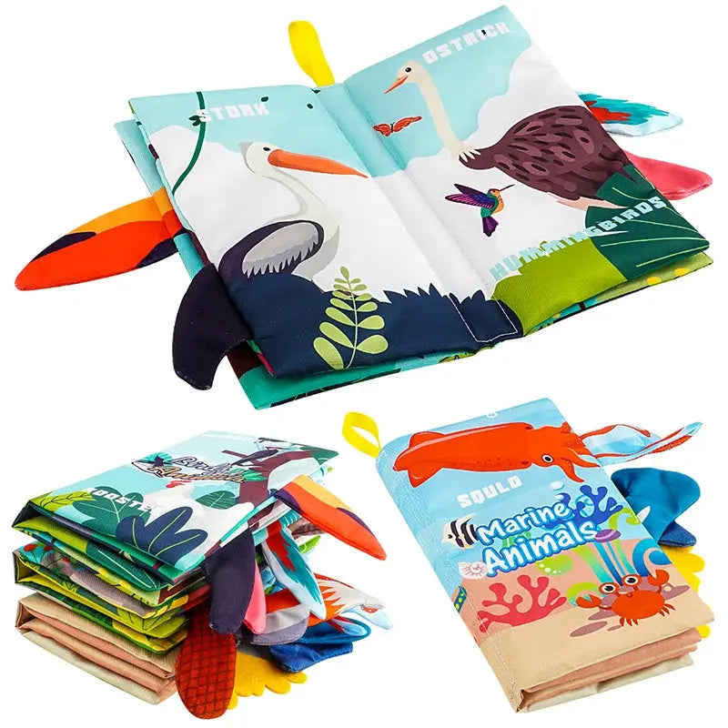 Baby Books Toys, Baby Books 0-6 Months, 3PCS Touch and Feel Cloth Crinkle Soft Books, Toys for 0-3-6-12-18 Months Infant Newborn - Nova Trendz